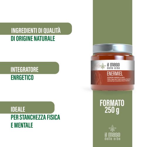 Enermiel – Integratore Energetico con Miele, Propoli, Polline, Pappa Reale, Ginseng e Guaranà 250 g - immagine 4