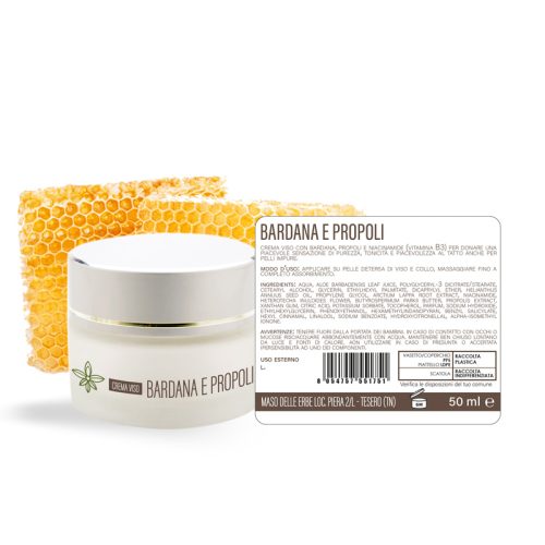 Crema Viso Bardana, Propoli e Niacinamide per pelli impure (Vit. B3) 50 ml - immagine 3