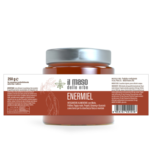 Enermiel – Integratore Energetico con Miele, Propoli, Polline, Pappa Reale, Ginseng e Guaranà 250 g - immagine 2