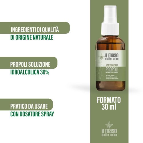 Propoli Spray Idroalcolico - Benessere respiratorio con Piantaggine, Altea ed Eucalipto - 30 ml - immagine 3